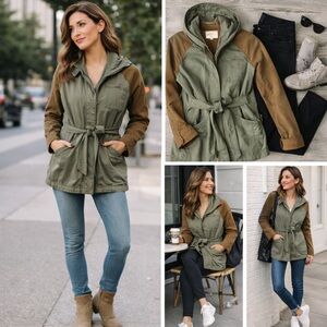 Lucky Brand Hooded Utility Jacket Small | Belted Trench Style | NWOT